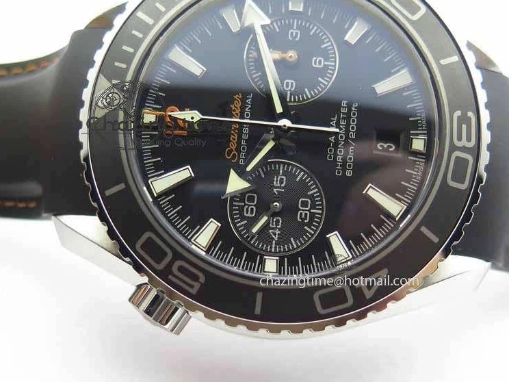 0131 Planet Ocean Master Chrono 45mm SS OM 1:1 Best Edition Black Dial Orange 12 On Rubber Strap A Durable 8169
